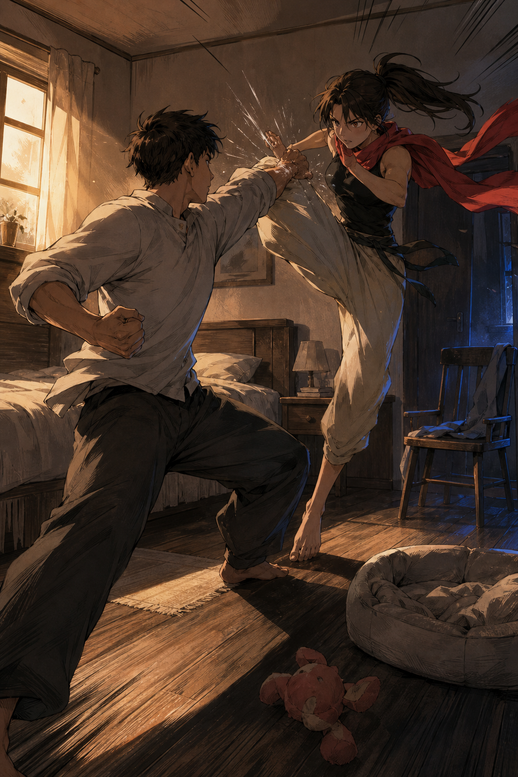Kinetic martial action continuity — Pet Remembers Absence Setup World