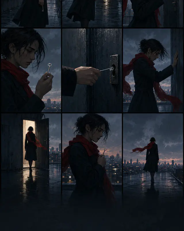 Nine-panel drama DNA page — Storyboard Continuity