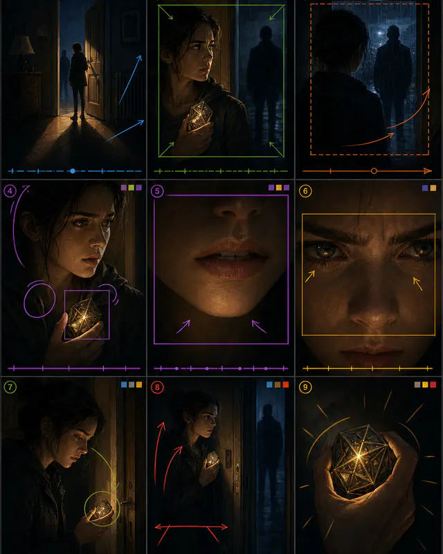 Color-coded storyboard control board — Hero Clue