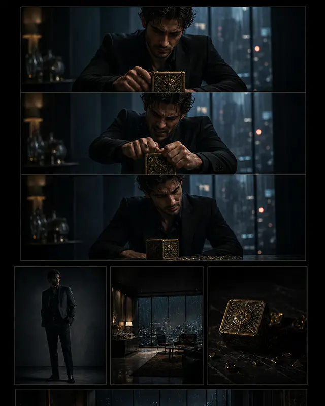 Same-prompt repair storyboard grid — Storyboard Continuity